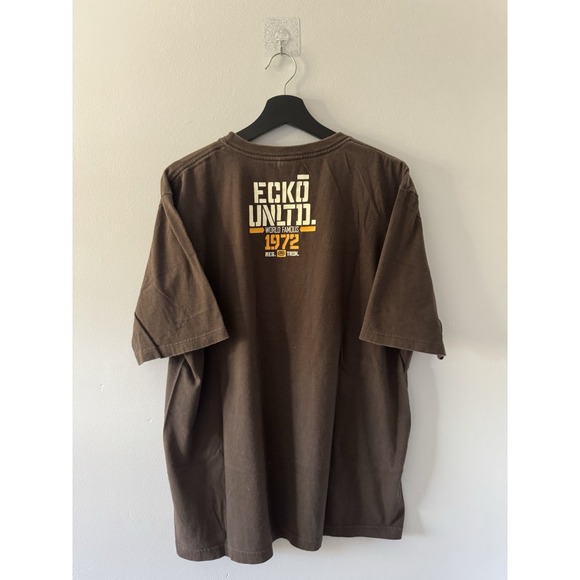 2000s Ecko Unlimited Mocha Brown T Shirt Large Y2K Grunge Skater - Picture 3 of 7